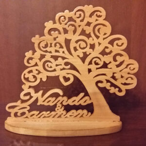 Albero di Cuori con nomi personalizzati - traforo in legno bomboniera Matrimonio