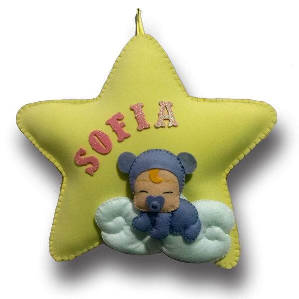 Annuncio nascita fuoriporta Bimba su stella in fommy 30cm
