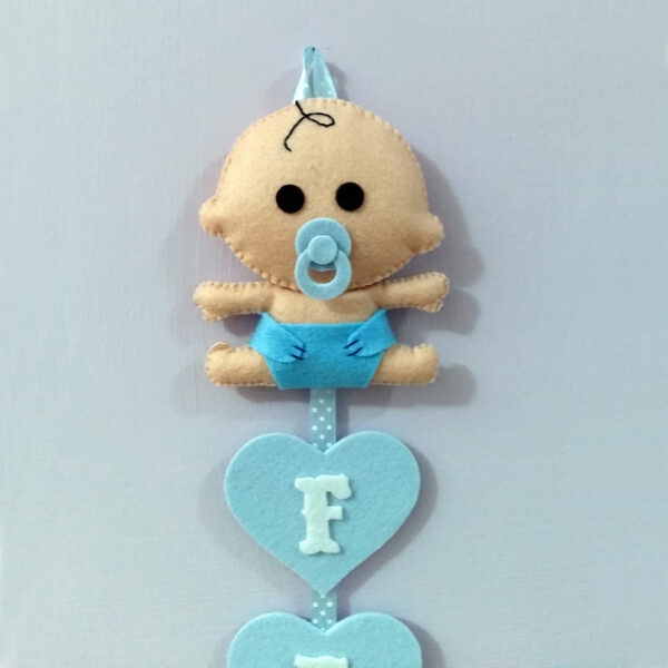 Annuncio nascita fuoriporta Bimbo cuori personalizzato in pannolenci - immagine 2