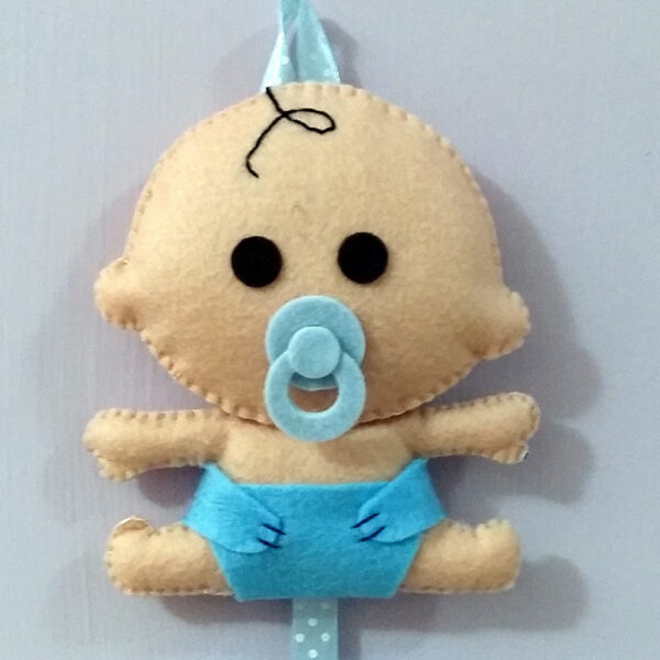 Annuncio nascita fuoriporta Bimbo cuori personalizzato in pannolenci - immagine 3