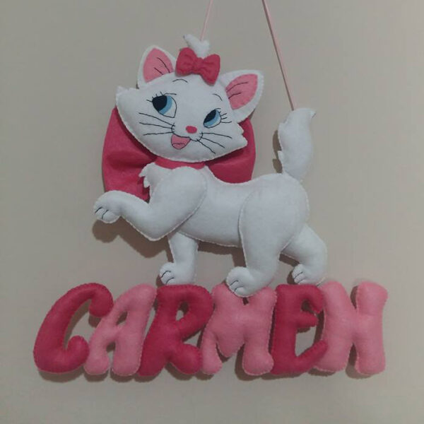 Annuncio nascita fuoriporta Minou Marie Aristogatti personalizzato in pannolenci