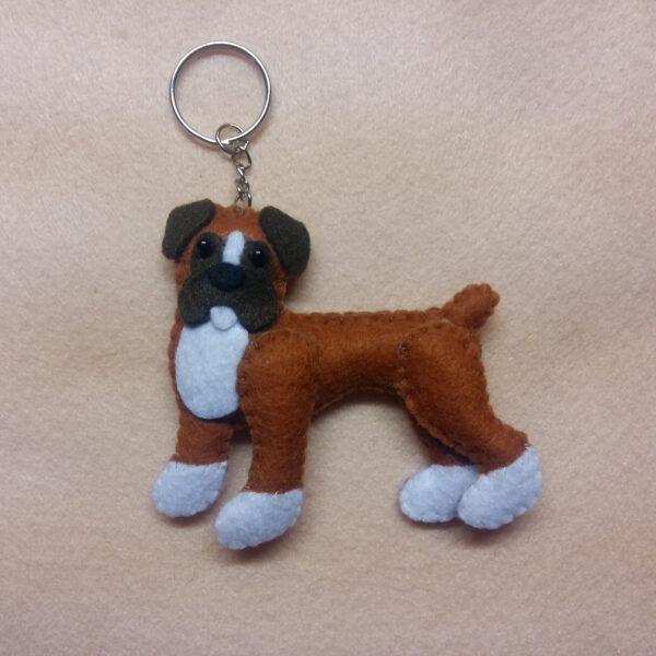 Portachiavi cane Deutscher Boxer in pannolenci