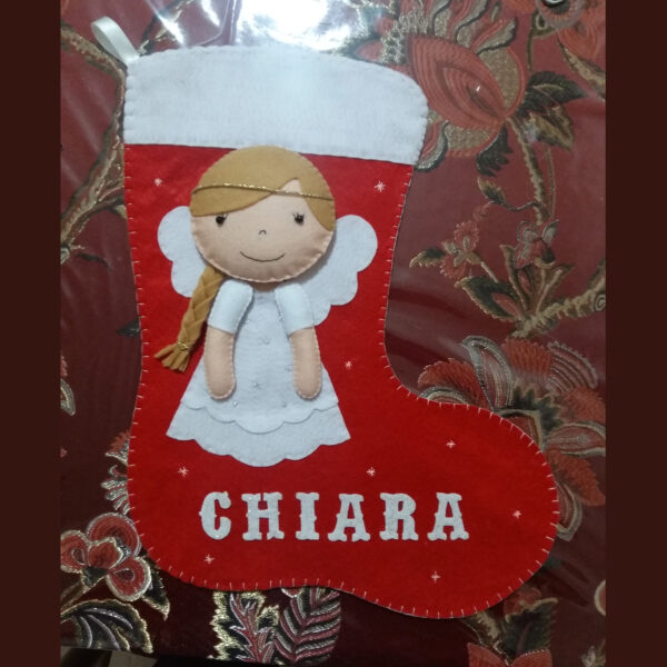 Calza Angioletto in pannolenci con nome personalizzato