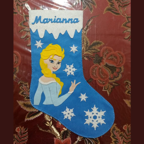 Calza Elsa Frozen in pannolenci con nome personalizzato