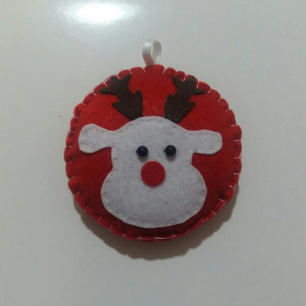 Pallina con Renna addobbi albero Natale in pannolenci - immagine 2