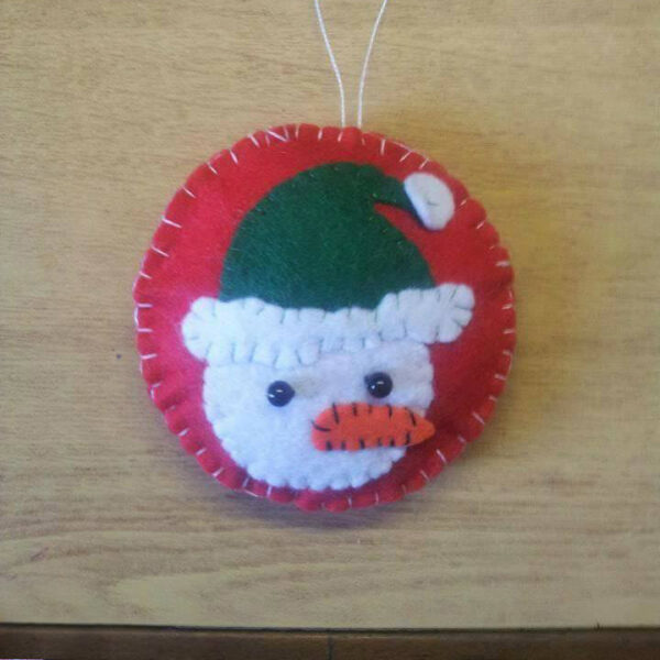 Pallina con Pupazzo di neve addobbi albero Natale in pannolenci